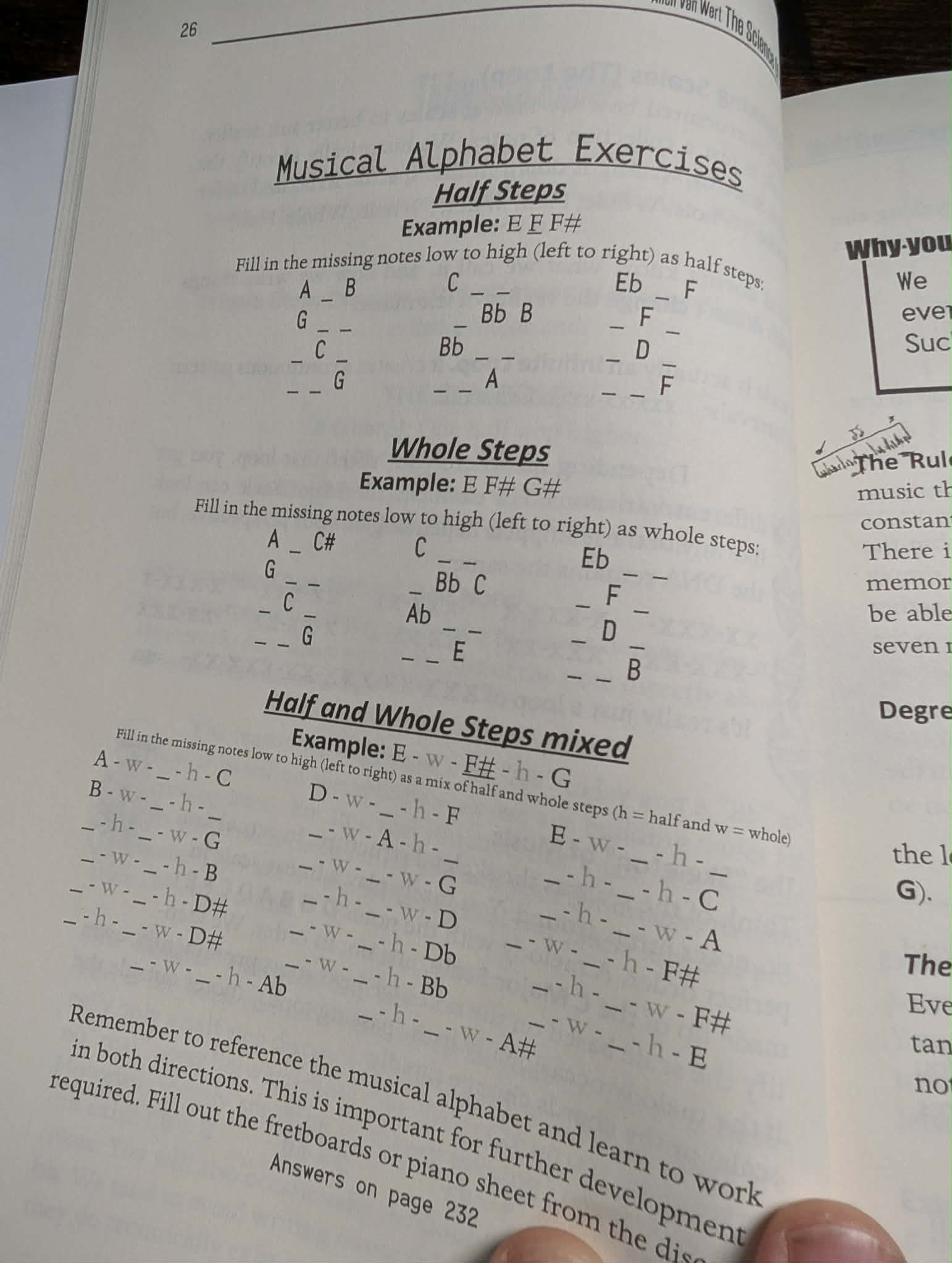 Musical alphabet exercises - music theory worksheets