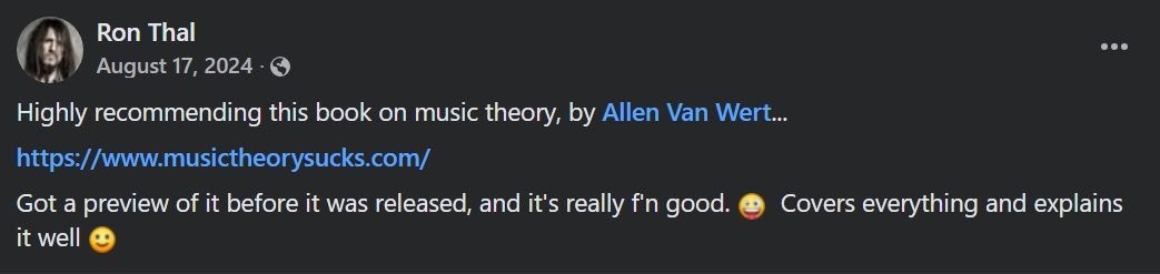 Ron Thal recommending The Science of Music on Facebook